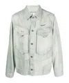 Objects Iv Life Patina Logo Print Cotton Denim Jacket In White