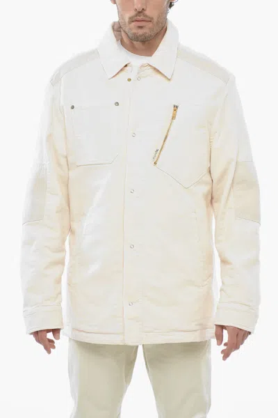 Objects Iv Life Padded Overshirt With Patch Detail In White