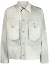 Objects Iv Life Patina Logo Print Cotton Denim Jacket In Green
