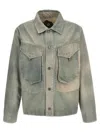 Objects Iv Life Denim Jacket Chest Pockets Long Sleeves Collar In Animal Print