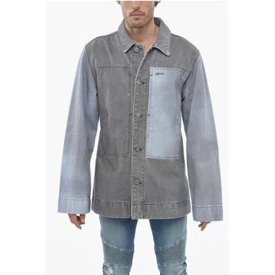 Objects Iv Life Two-toned Denim Jacket With Loose Fit In Blue