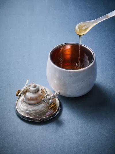 Objet Luxe Bees Mother-of-pearl And Silver-plated Honey Pot
