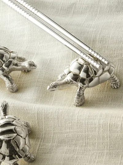 Objet Luxe Galápagos Tortoise Silver-plated Chopstick Rests (set Of 4)