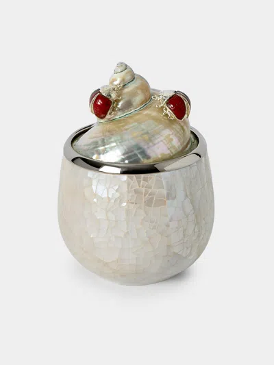 Objet Luxe Ladybirds Bees Mother-of-pearl And Silver-plated Jam Pot