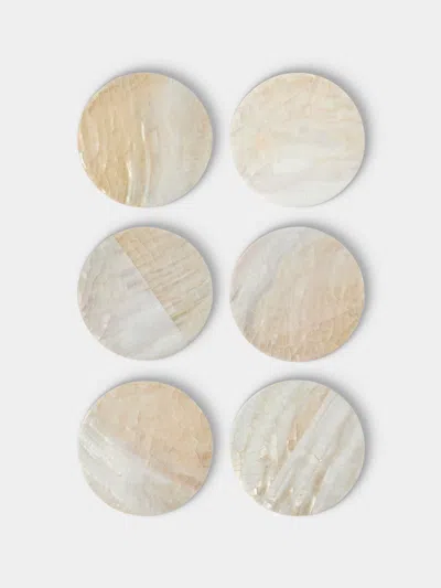 Objet Luxe Mother-of-pearl Coasters (set Of 6) In Brown