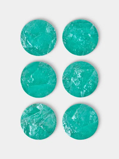 Objet Luxe Mother-of-pearl Coasters (set Of 6) In Multi