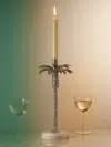 Objet Luxe Palm Tree Silver-plated And Shell Candlestick In Silver
