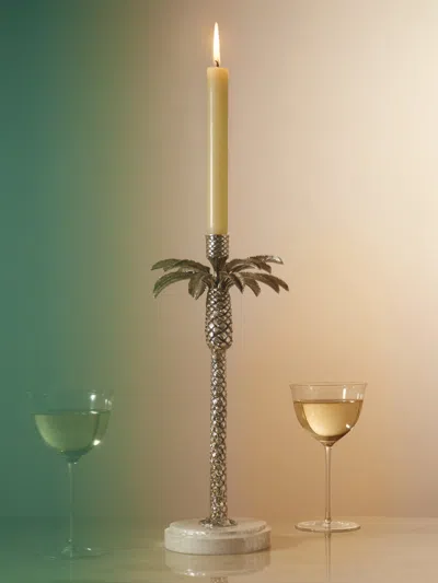 Objet Luxe Palm Tree Silver-plated And Shell Candlestick