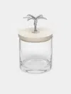 Objet Luxe Palm Tree Silver-plated, Shell And Glass Jar In White