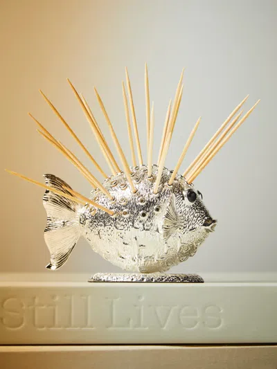 Objet Luxe Pufferfish Rhodium-plated Toothpick / Cocktail Stick Holder