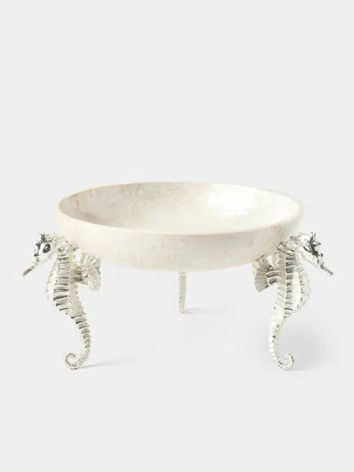 Objet Luxe Seahorse Silver-plated And Mother-of-pearl Raised Bowl In White