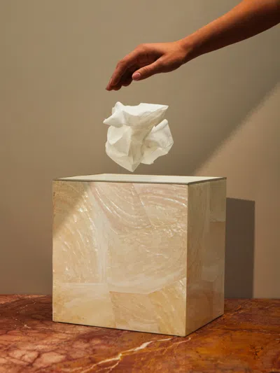 Objet Luxe Sienna Mother-of-pearl Waste Paper Basket In White