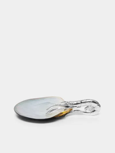 Objet Luxe Silver-plated And Black Mother-of-pearl Plate  Abask Luxury Gift In Metallic