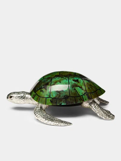 Objet Luxe Silver-plated And Shell Box  Abask Luxury Gift In Green