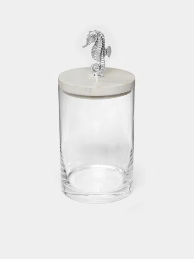 Objet Luxe Silver-plated, Shell And Glass Jar  Abask Luxury Gift In Metallic