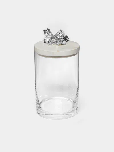 Objet Luxe Silver-plated, Shell And Glass Jar In Transparent