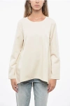 Oblo Unique Asymmetrical Cut Oversized Blouse In Neutral