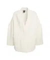 Oblo Unique Relaxed Fit Oversized Cardigan With V-neck And Structured Knit In White