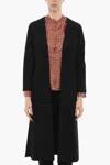 Oblo Unique Solid Color Long Blazer With Patch Pockets In Black