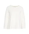 Oblo Unique Trapeze Shape Wool Sweatshirt With Side Pleats In White