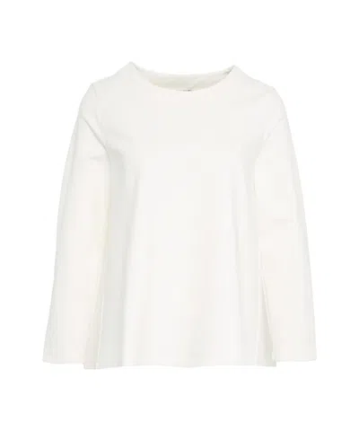 Oblo Unique Trapeze Shape Wool Sweatshirt With Side Pleats In White