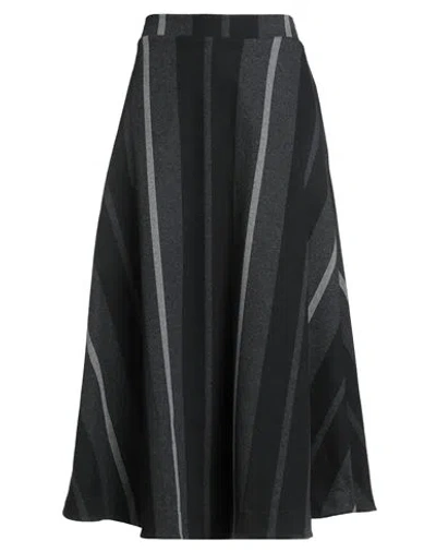 Oblo Unique Oblò Unique Woman Midi Skirt Charcoal Size L Cotton, Polyester, Polyamide, Elastane