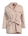 OBLO UNIQUE OBLÒ UNIQUE WOMAN OVERCOAT & TRENCH COAT BEIGE SIZE L COTTON, POLYESTER, ELASTANE