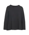 Oblo Unique Wool Sweatshirt With Trapeze Silhouette And Side Pleats In Black