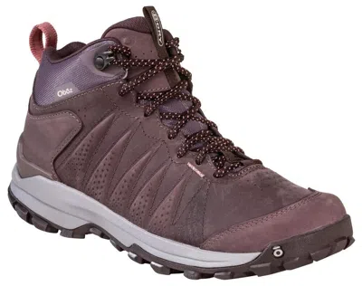 OBOZ SYPES MID 77102 WOMEN'S PEPPERCORN LEATHER WATERPROOF HIKING BOOTS GBNC410