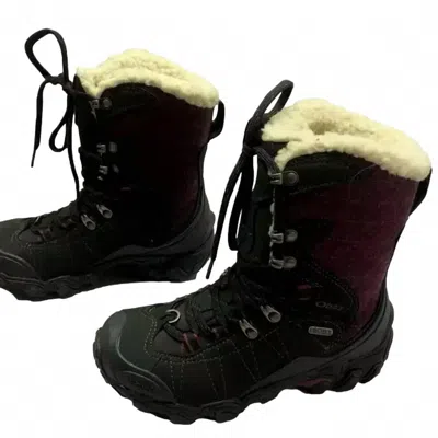 Oboz Women's Bridger Insulated Waterproof 9 Inch Leather Snow Boots In Black, Purple