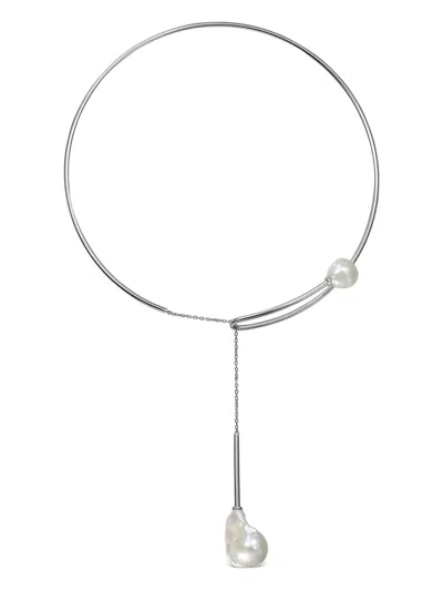 Obsidian Chain-detailed Choker Necklace In Silver