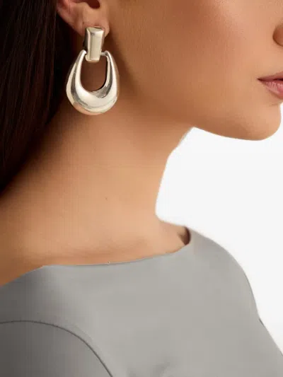 Obsidian Elvira Oval-shaped Earrings In Silver