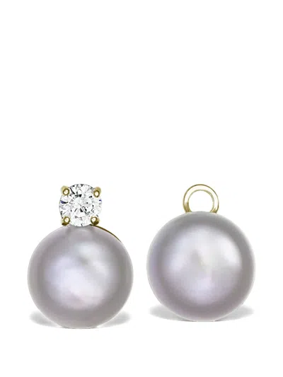 Obsidian Pearl Diamond Earrings In Gold