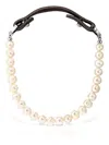 Obsidian Pearl Leather Necklace In Neutral