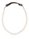 Obsidian Pearl Leather Necklace In Neutral