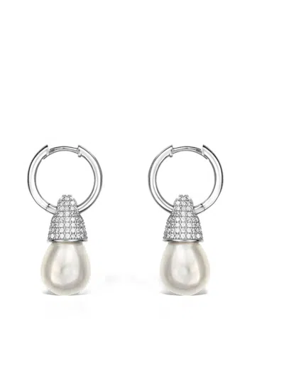 Obsidian Pearl Sterling Silver Earrings In Transparent