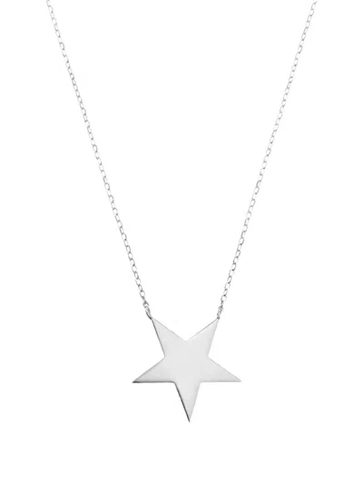 Obsidian Star Pendant Necklace In Silver