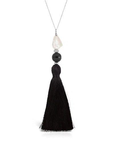 Obsidian Tassel Onyx Necklace In Black