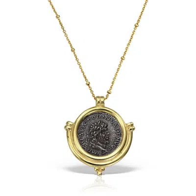 Obsidian Women's Gold / Black Divisio Double Sided Coin Necklace, Gold Vermeil In Multi