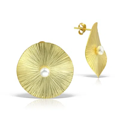 Obsidian Women's Gold / White Chantall Pearl Earrings, Gold Vermeil
