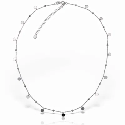 Obsidian Women's Grey / Silver One By One Discs Charm Choker, Sterling Silver In Gray