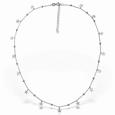 Obsidian Women's Grey / Silver One By One Stars Charm Choker, Sterling Silver In Gray