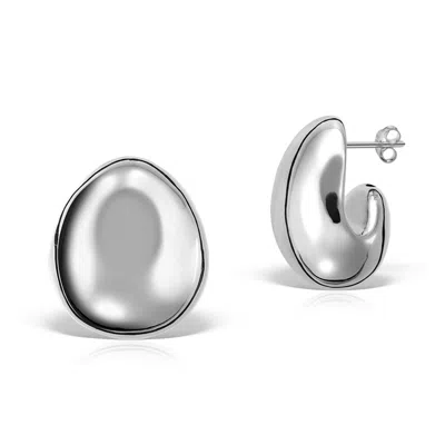 Obsidian Women's Grey / Silver / White Quick Silver Blob Earrings, Sterling Silver