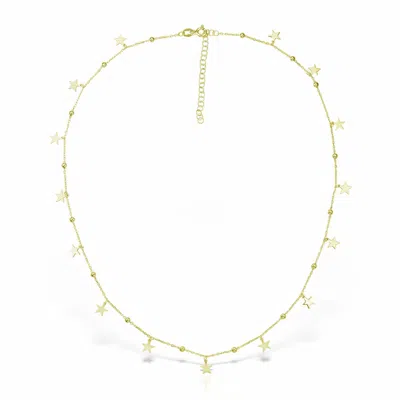 Obsidian Women's One By One Stars Charm Choker, Gold Vermeil