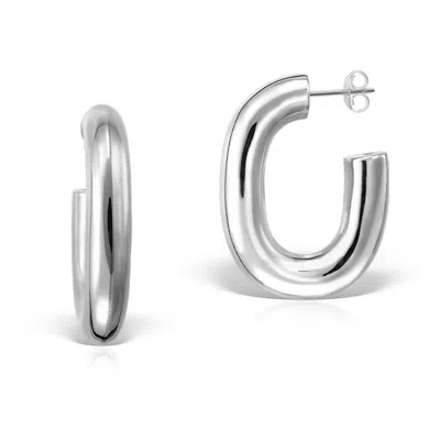 Obsidian Women's Silver / White Loop Hoops, Sterling Silver In Multi