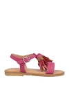 Oca-loca Toddler Girl Sandals Fuchsia Size 9c Soft Leather In Pink