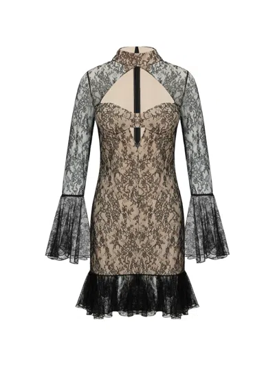 Occleus Celine Fluted Mini Dress In Black