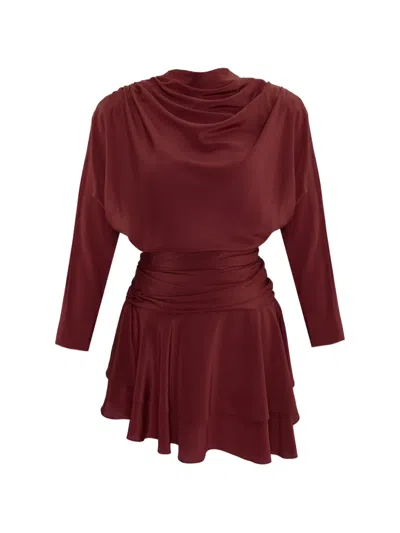 Occleus Janis Draped Mini Dress In Brown