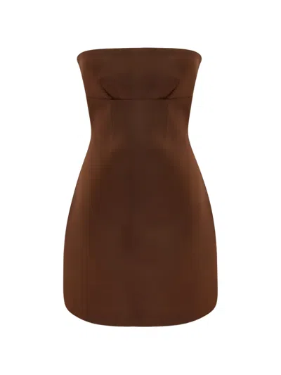 Occleus Liv Strapless Mini Dress In Brown