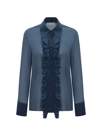 Occleus Roxy Ruffled Shirt In Blue